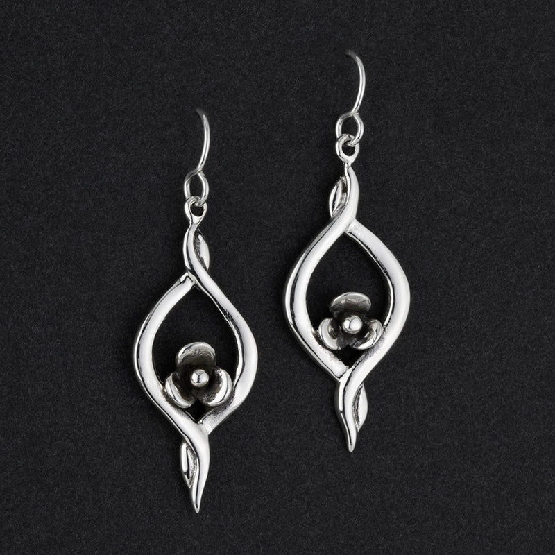 Mexican sterling silver floral dangle earrings