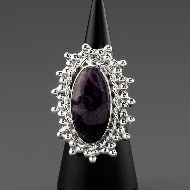 Midnight Crown Chunky Silver Amethyst Ring