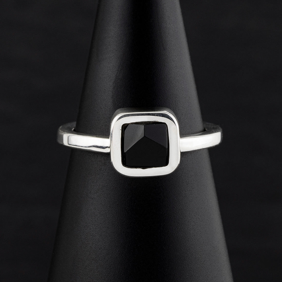 midnight minimalist black onyx ring
