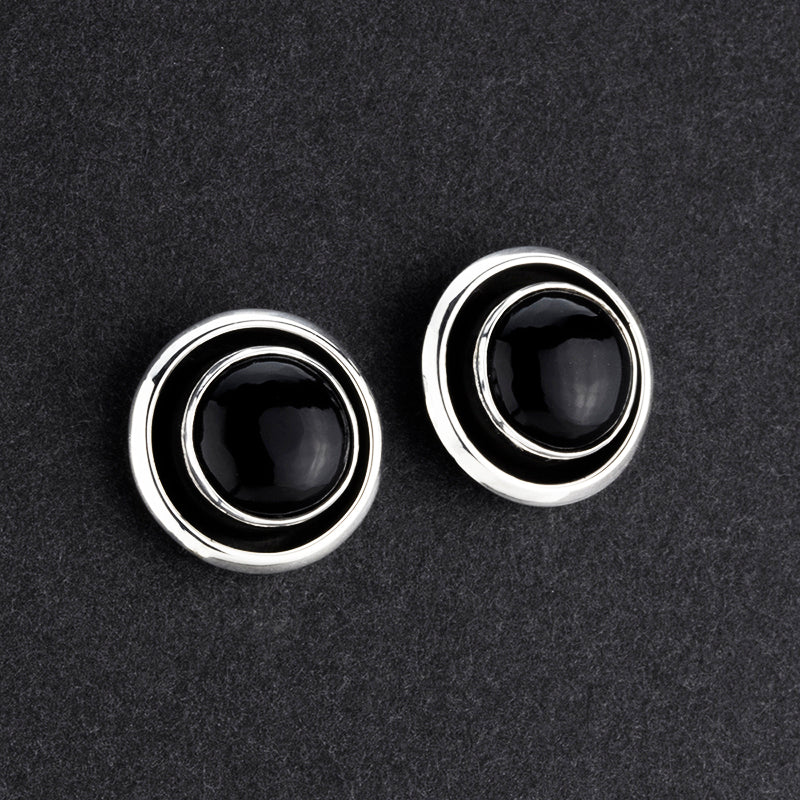 midnight orbit black onyx stud earrings