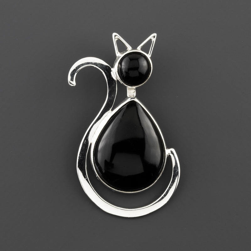 midnight purr sterling silver cat pendant