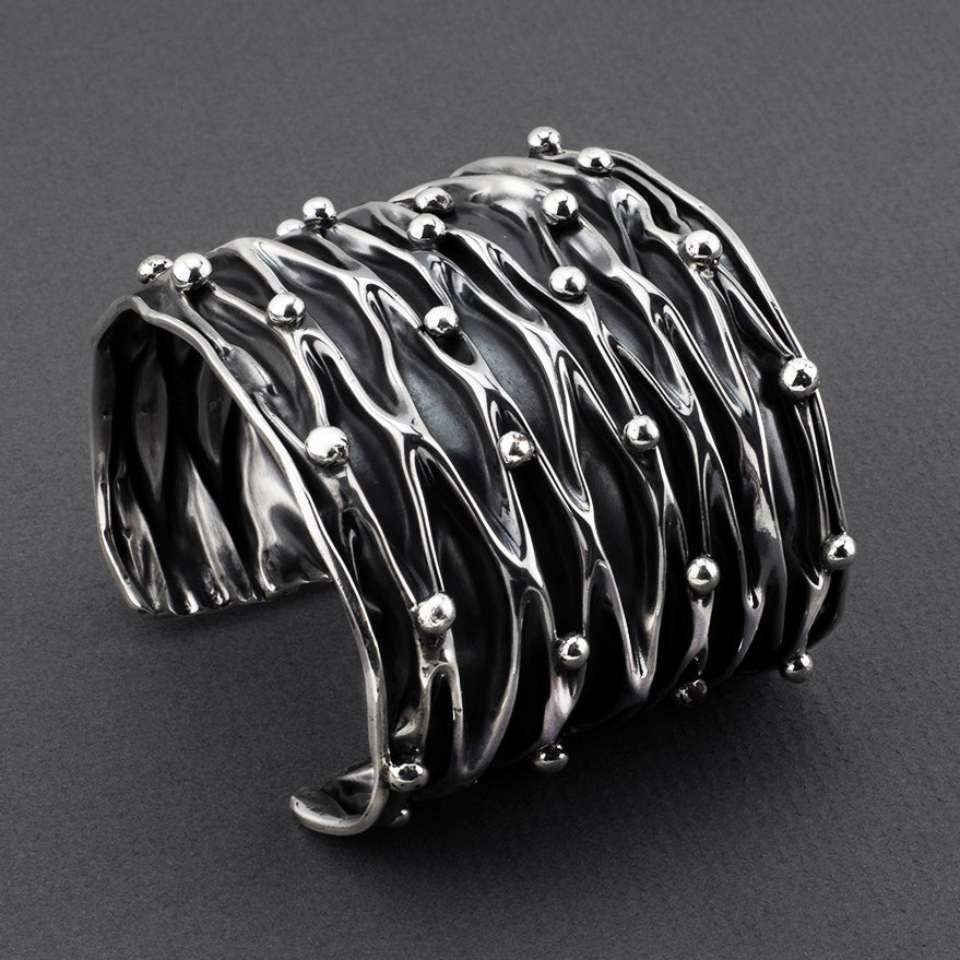 midnight waves Mexican silver cuff bracelet