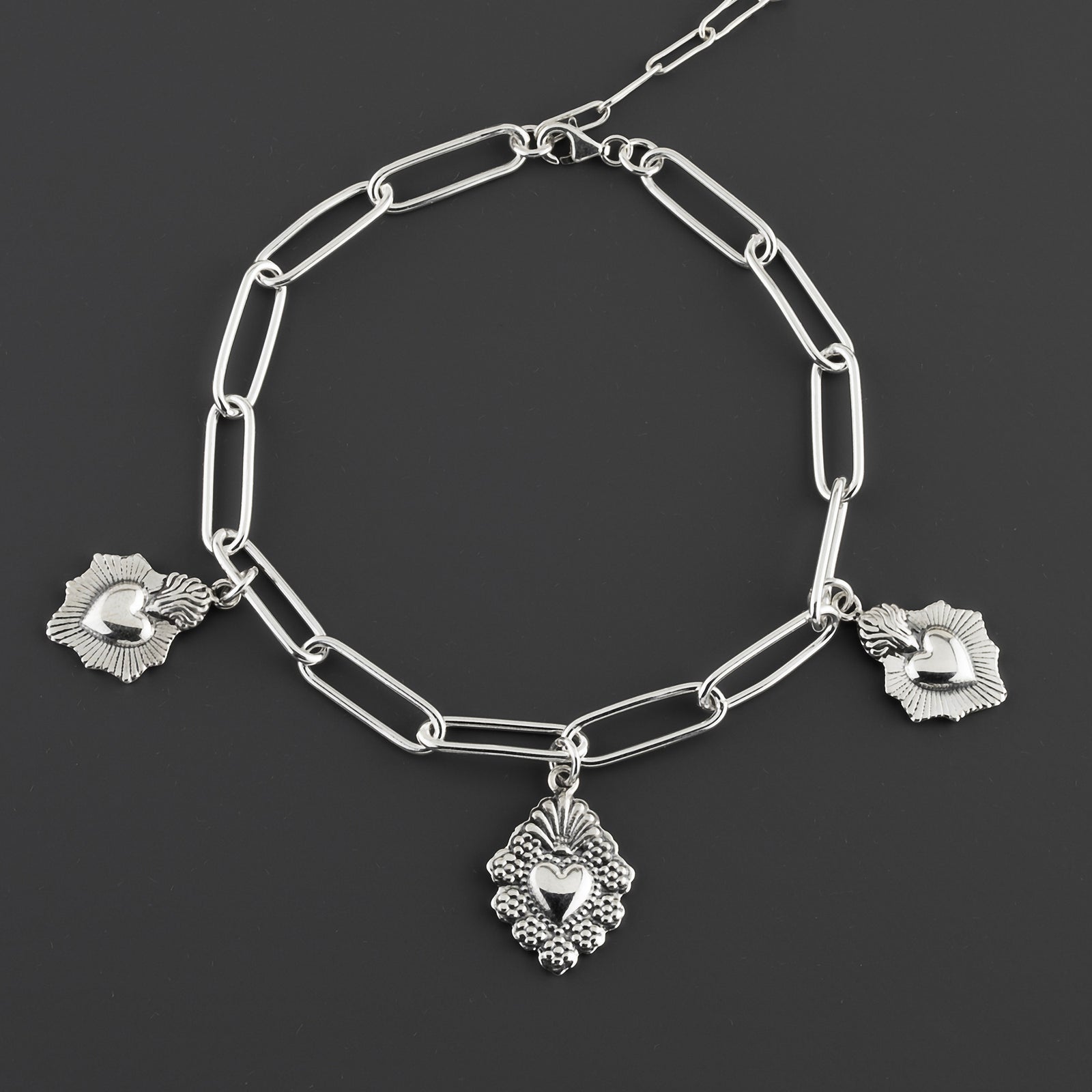 milagro charm Mexican silver bracelet