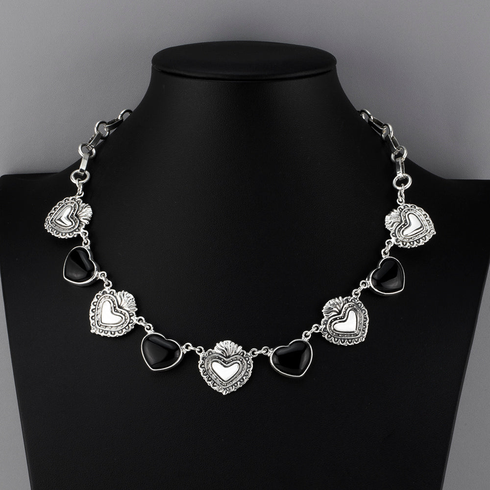 milagro noir Mexican silver necklace