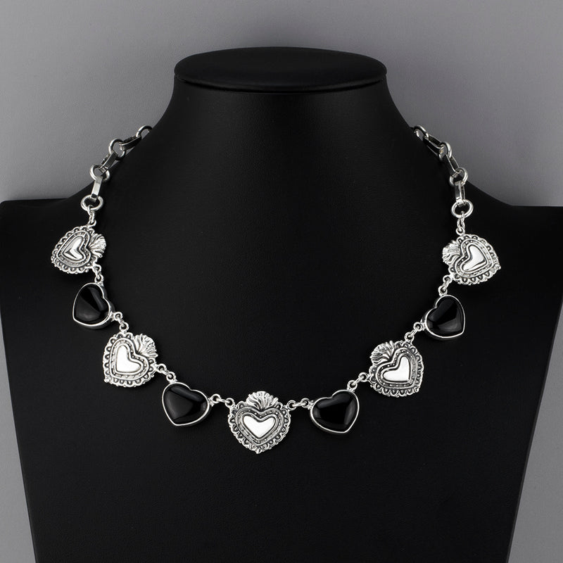 milagro noir Mexican silver necklace