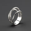 minimalist sterling silver three band ring