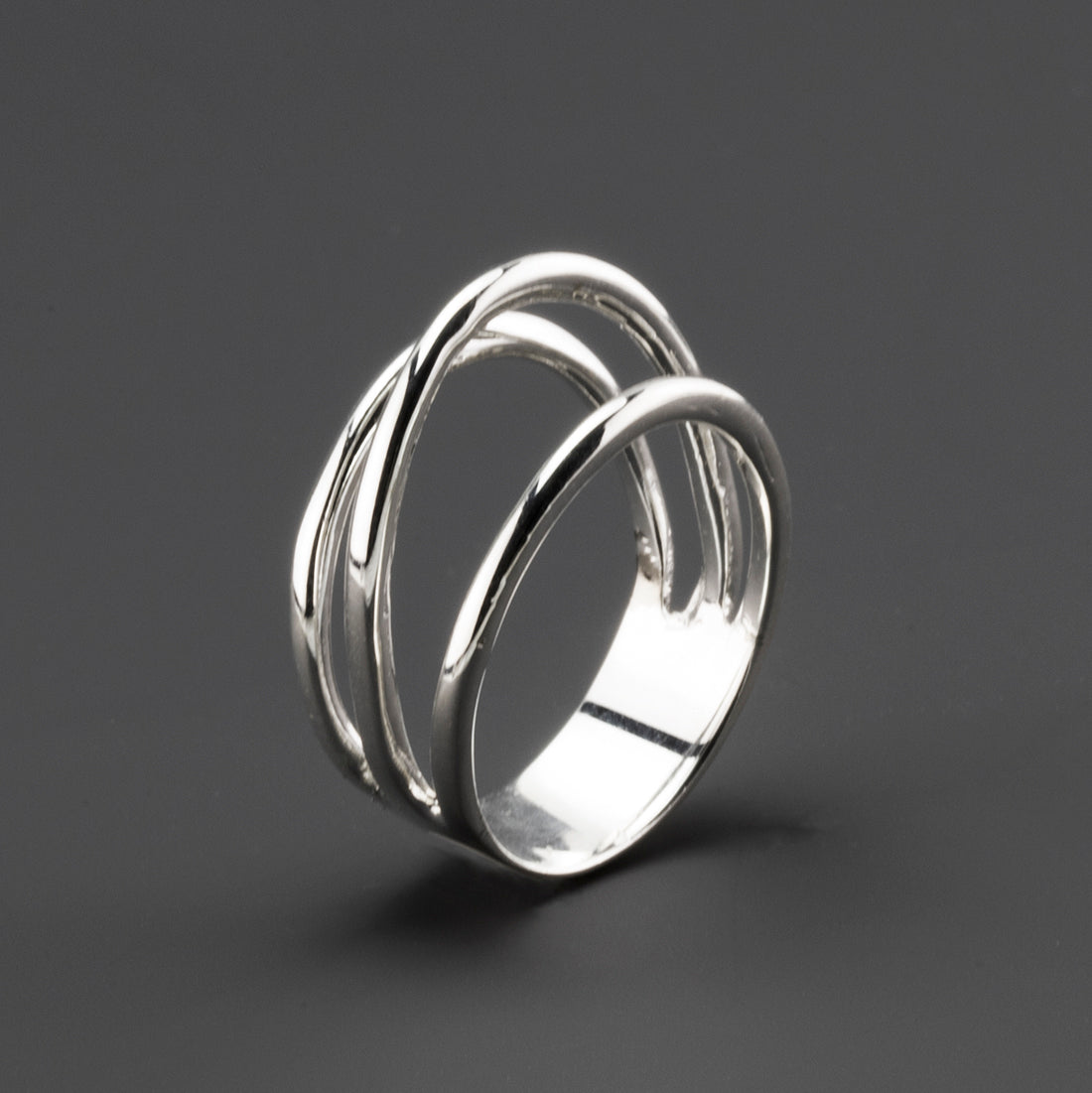 minimalist sterling silver three band ring