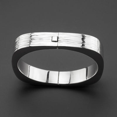 modern angle sterling silver hinged bangle