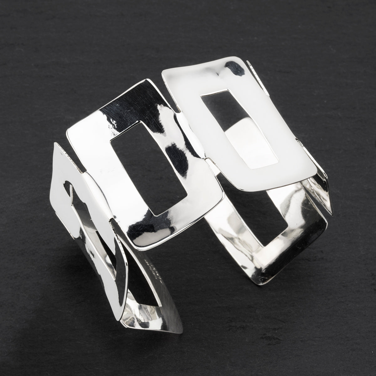 modern geometry wide sterling silver cuff bracelet