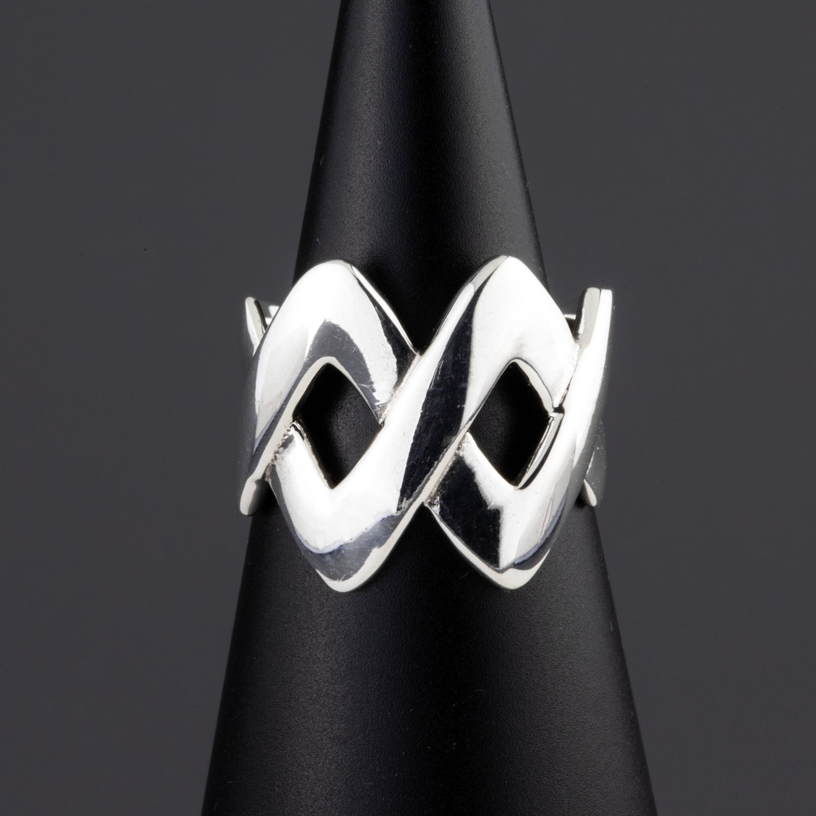 modern intertwined sterling silver ring