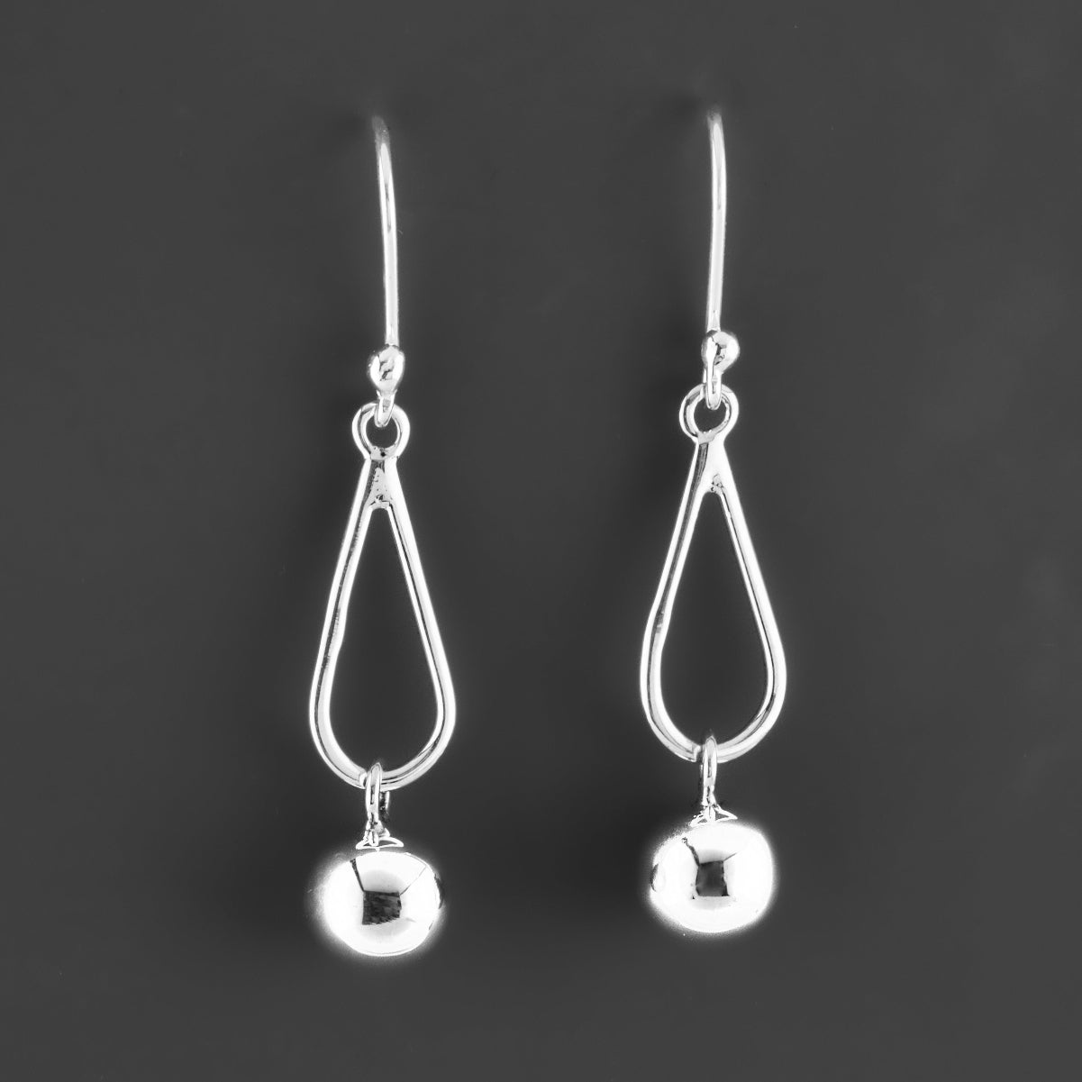 modern sterling silver ball drop earrings