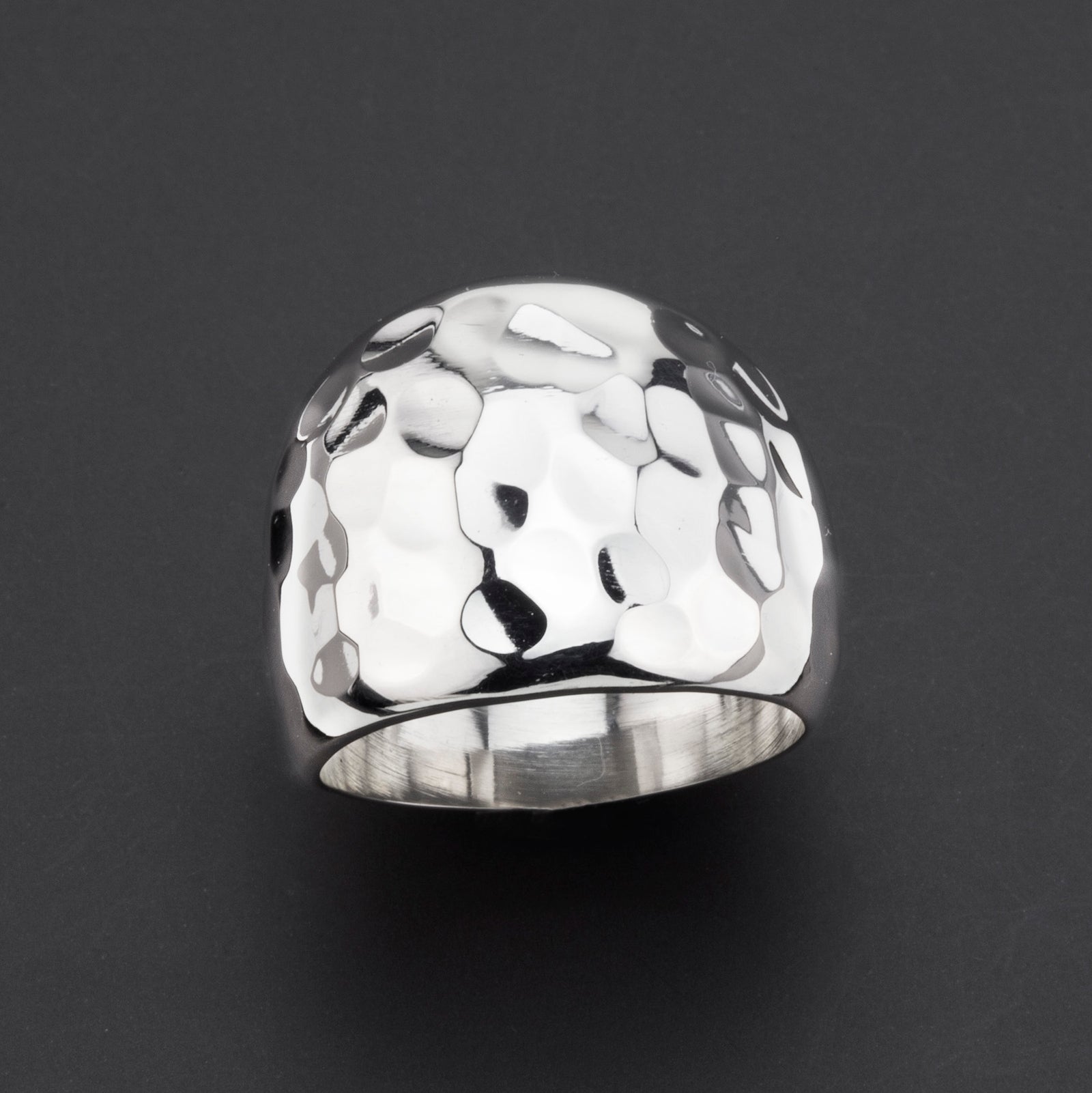 molten hammered sterling silver ring