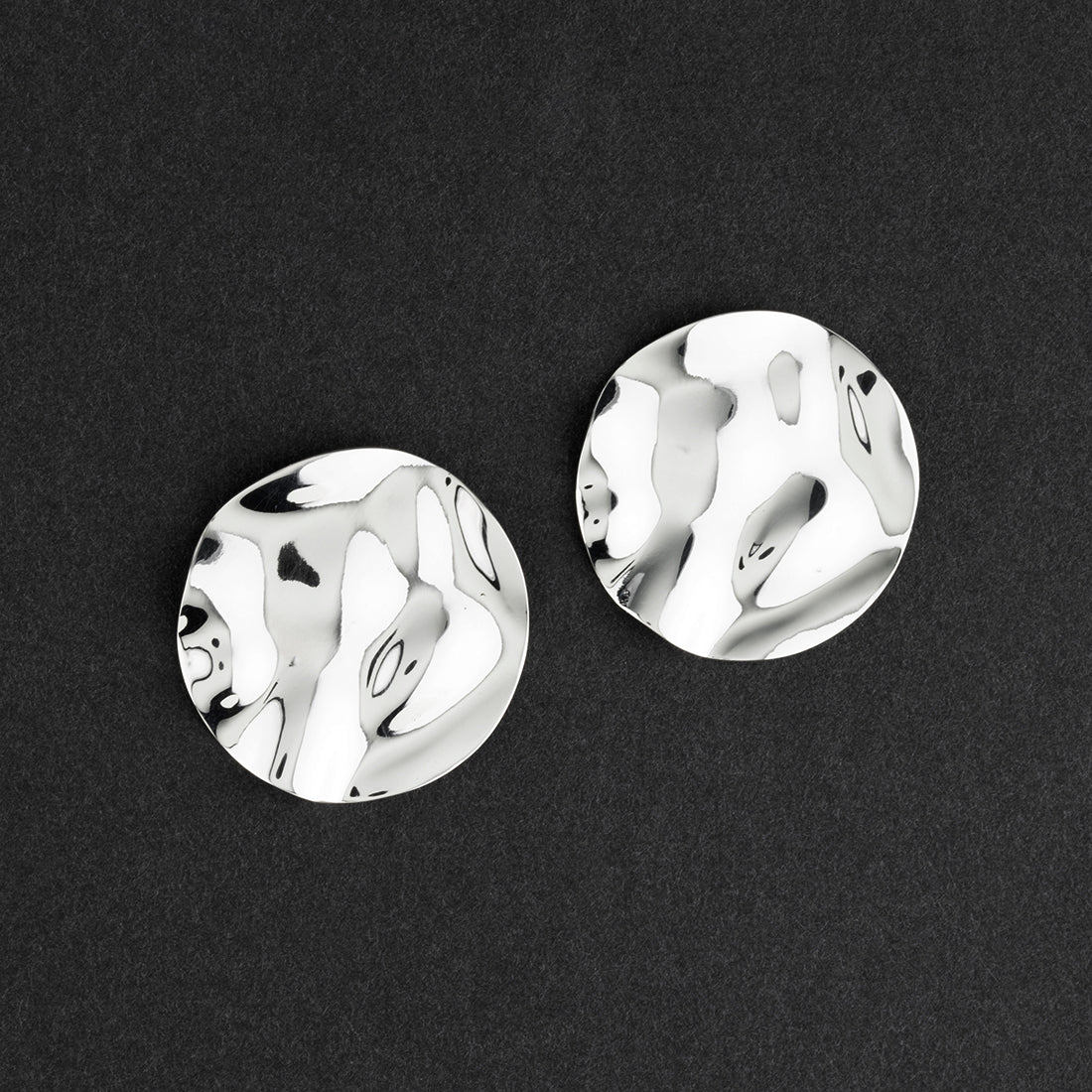 molten muse large silver stud earrings