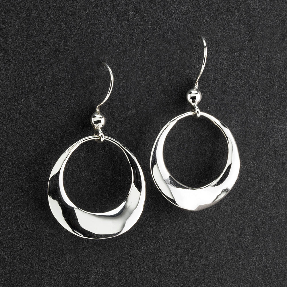 moon ripple sterling silver drop earrings