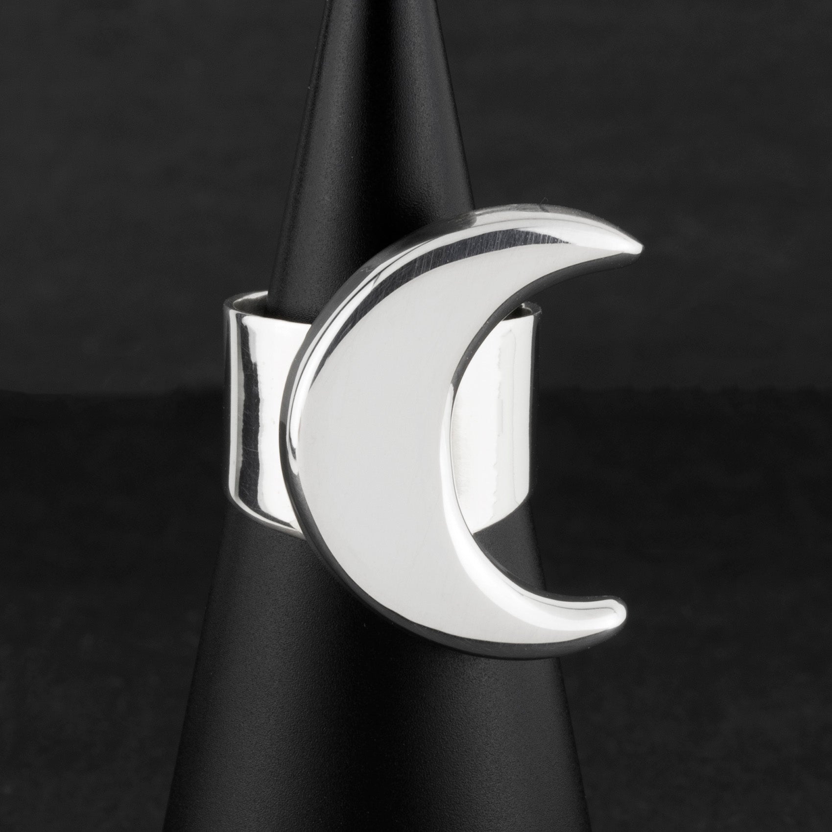 moonphase large sterling silver ring