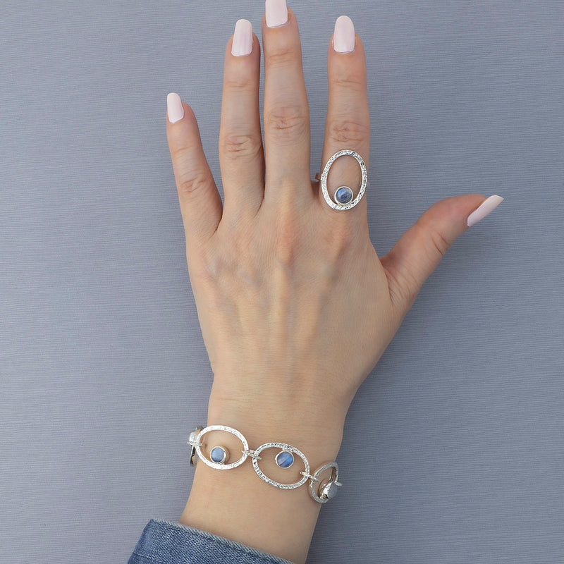 oval sterling silver and moonstone ring