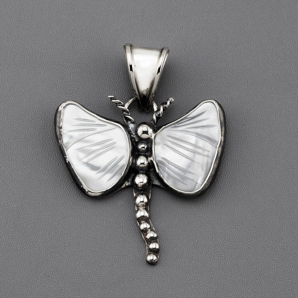 mother of pearl dragongly pendant