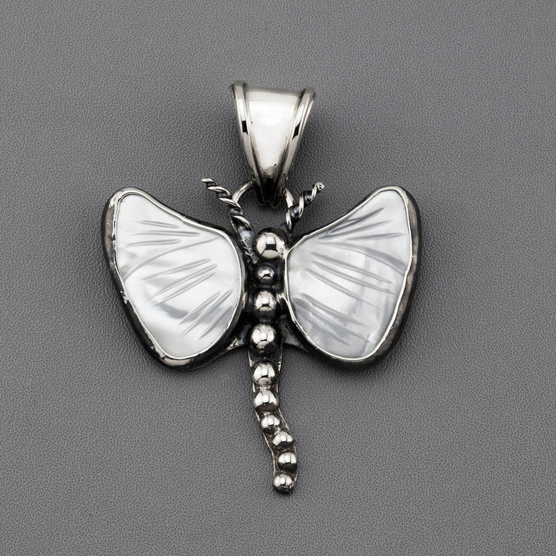 mother of pearl dragongly pendant