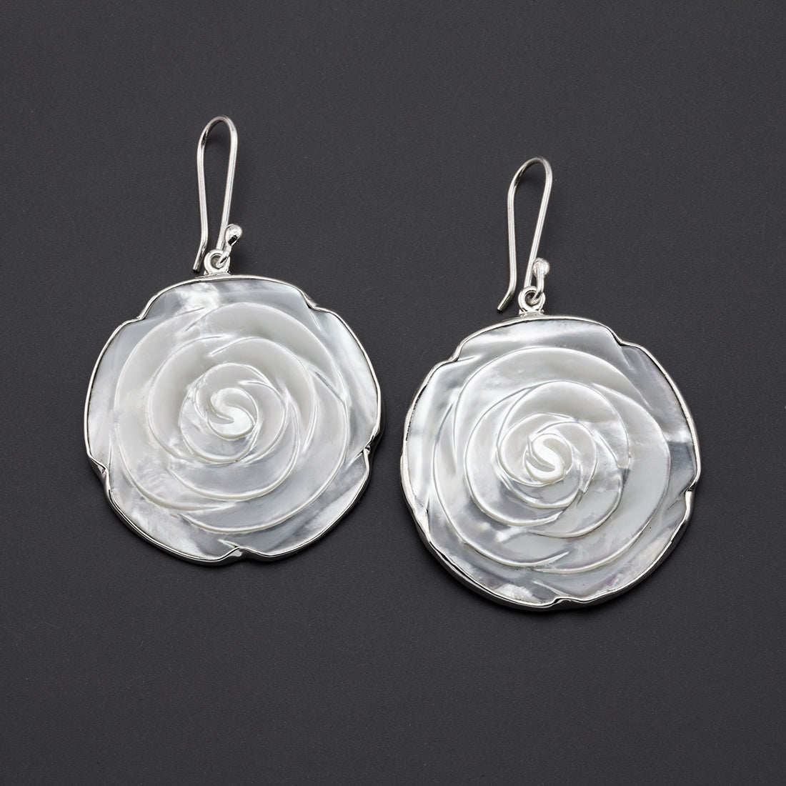 mother of pearl rose drop earrings