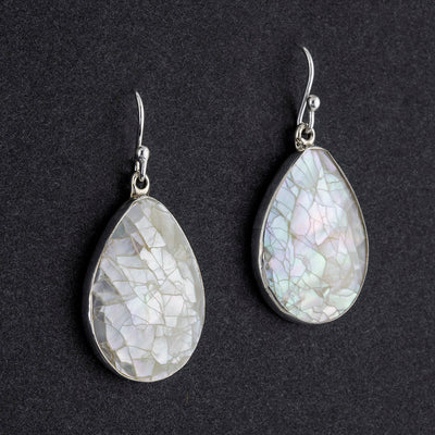 mother of pearl teardrop dangle earrings