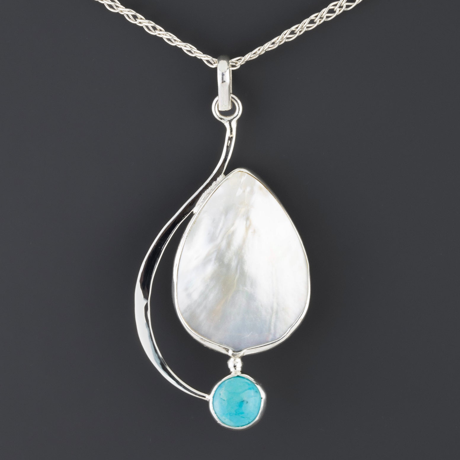 mother of pearl turquoise pendant