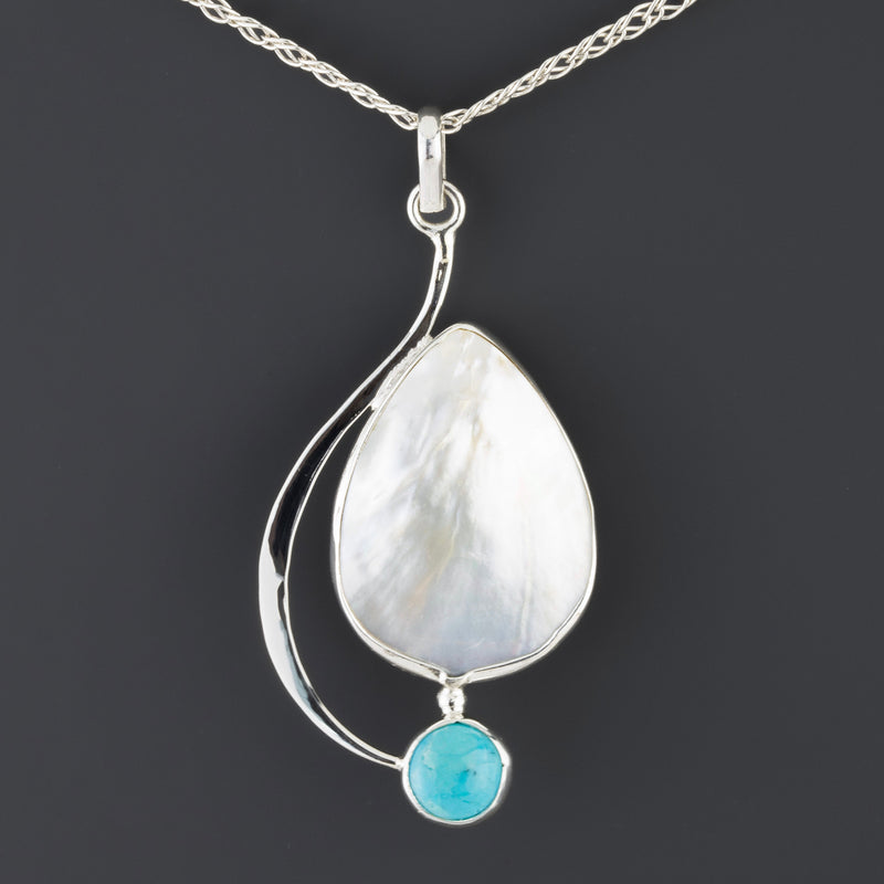 mother of pearl turquoise pendant