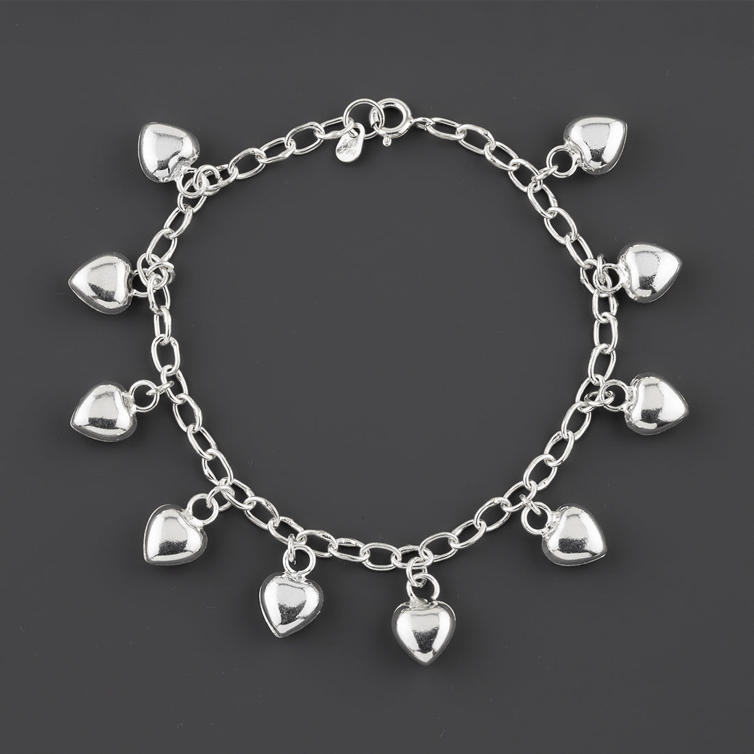 multi hearts sterling silver charm bracelet