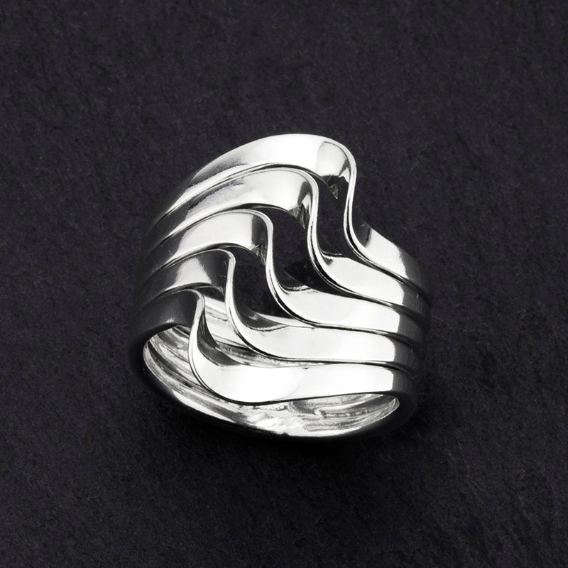 multi strand sterling silver wide band ring