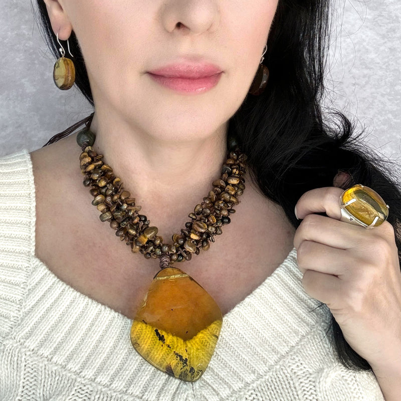 amber slab statement necklace