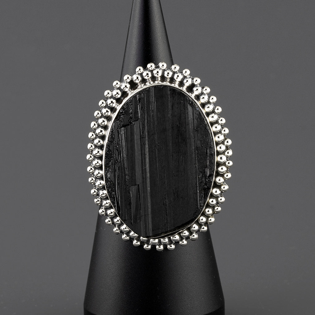 night spell large tourmaline silver ring