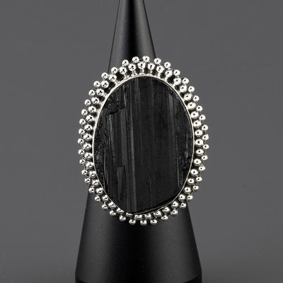 night spell large tourmaline silver ring