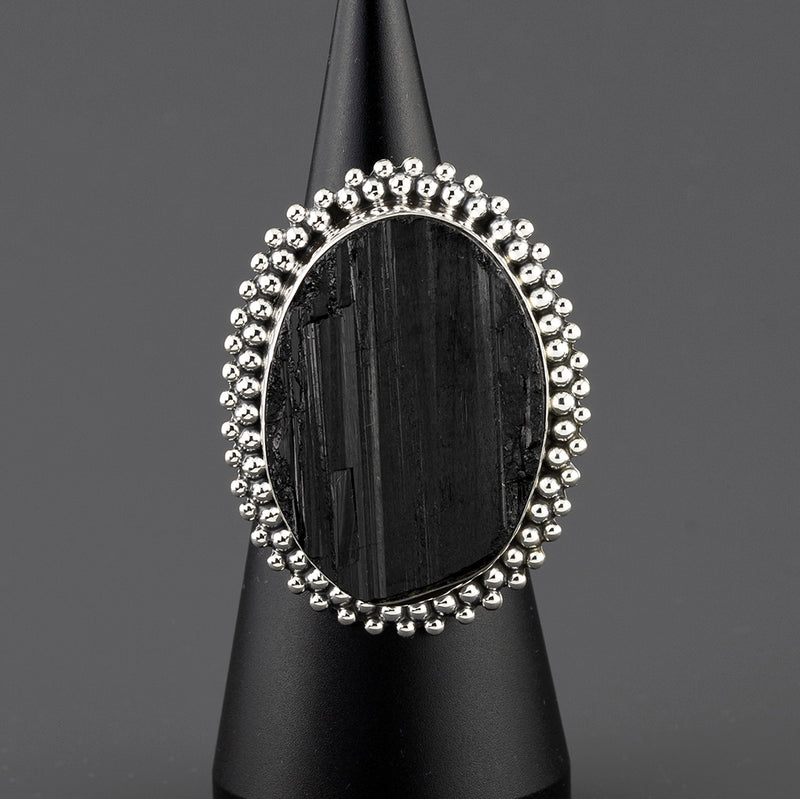 night spell large tourmaline silver ring