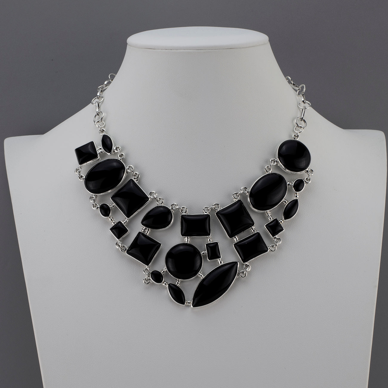Noir Majesty Black Onyx Statement Necklace Reveka Rose