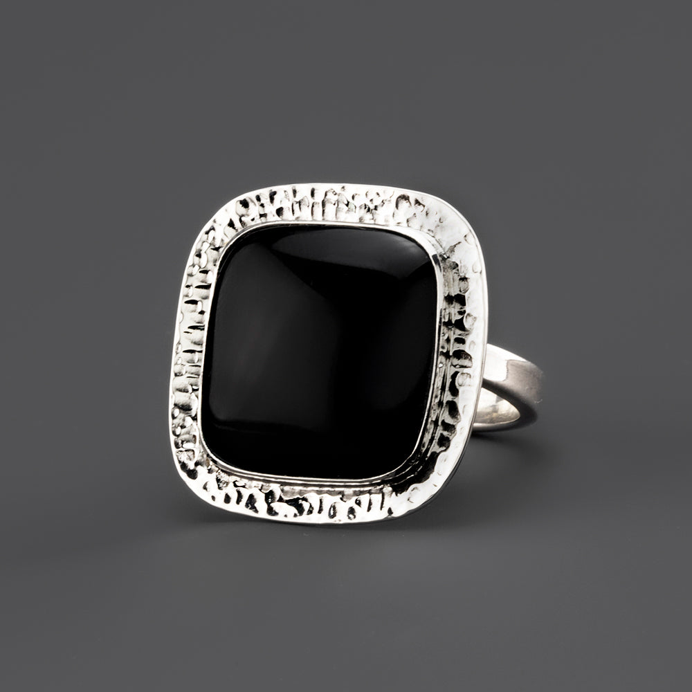 obsidian icon sterling silver ring