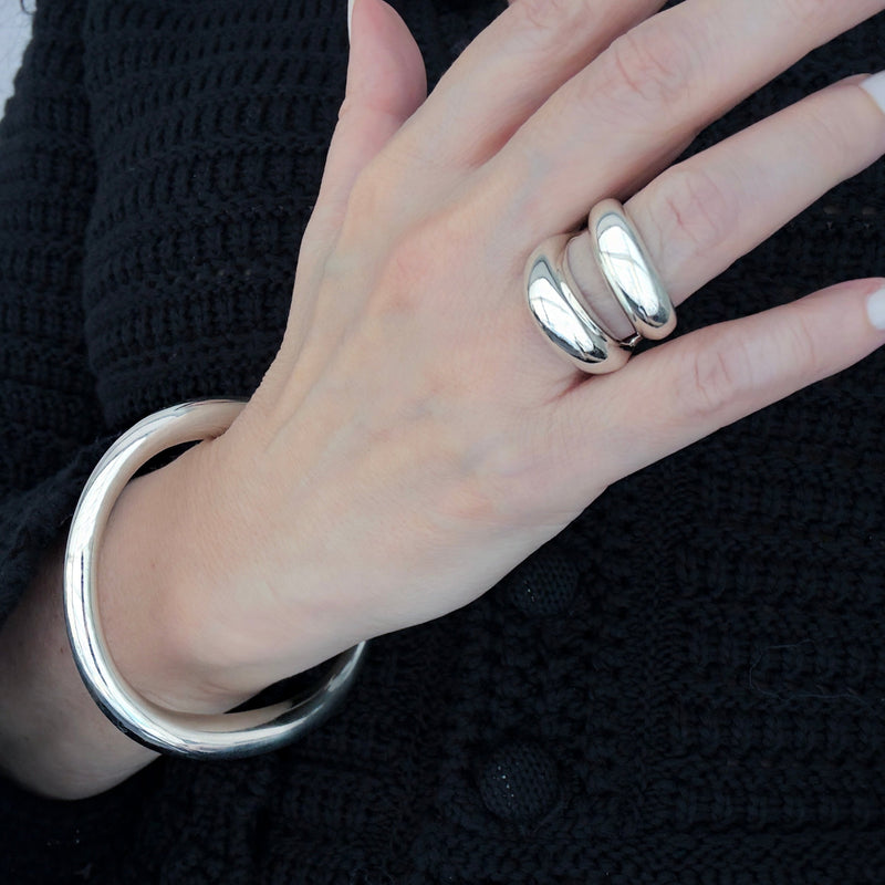 torque chunky silver ring
