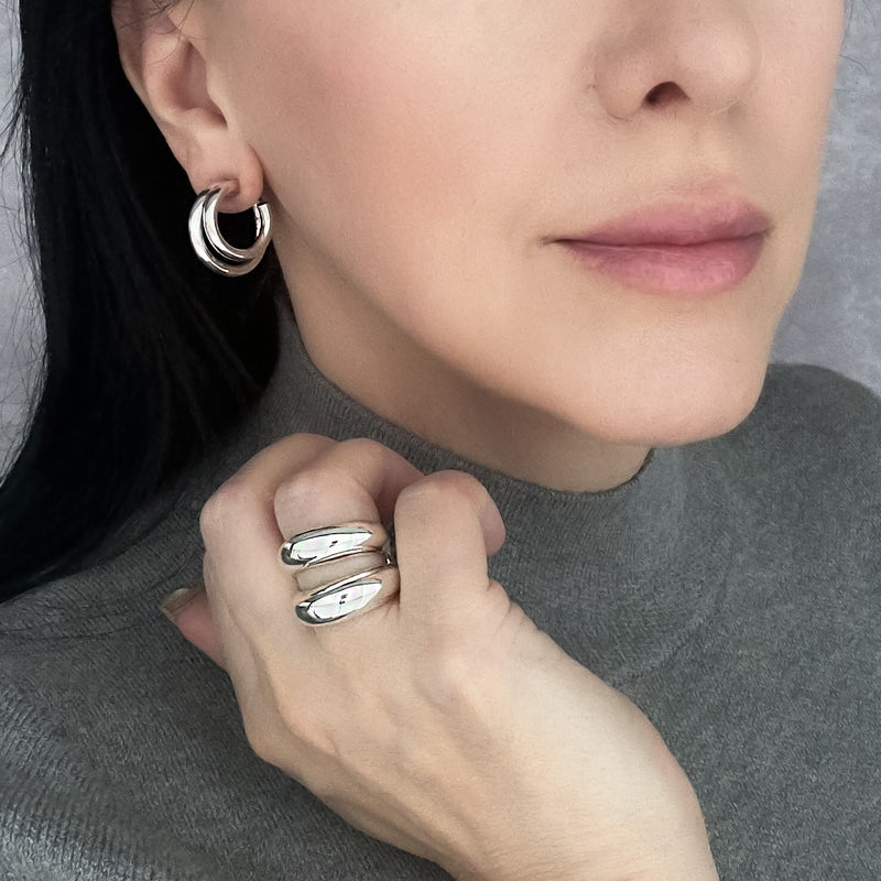 torque chunky silver ring