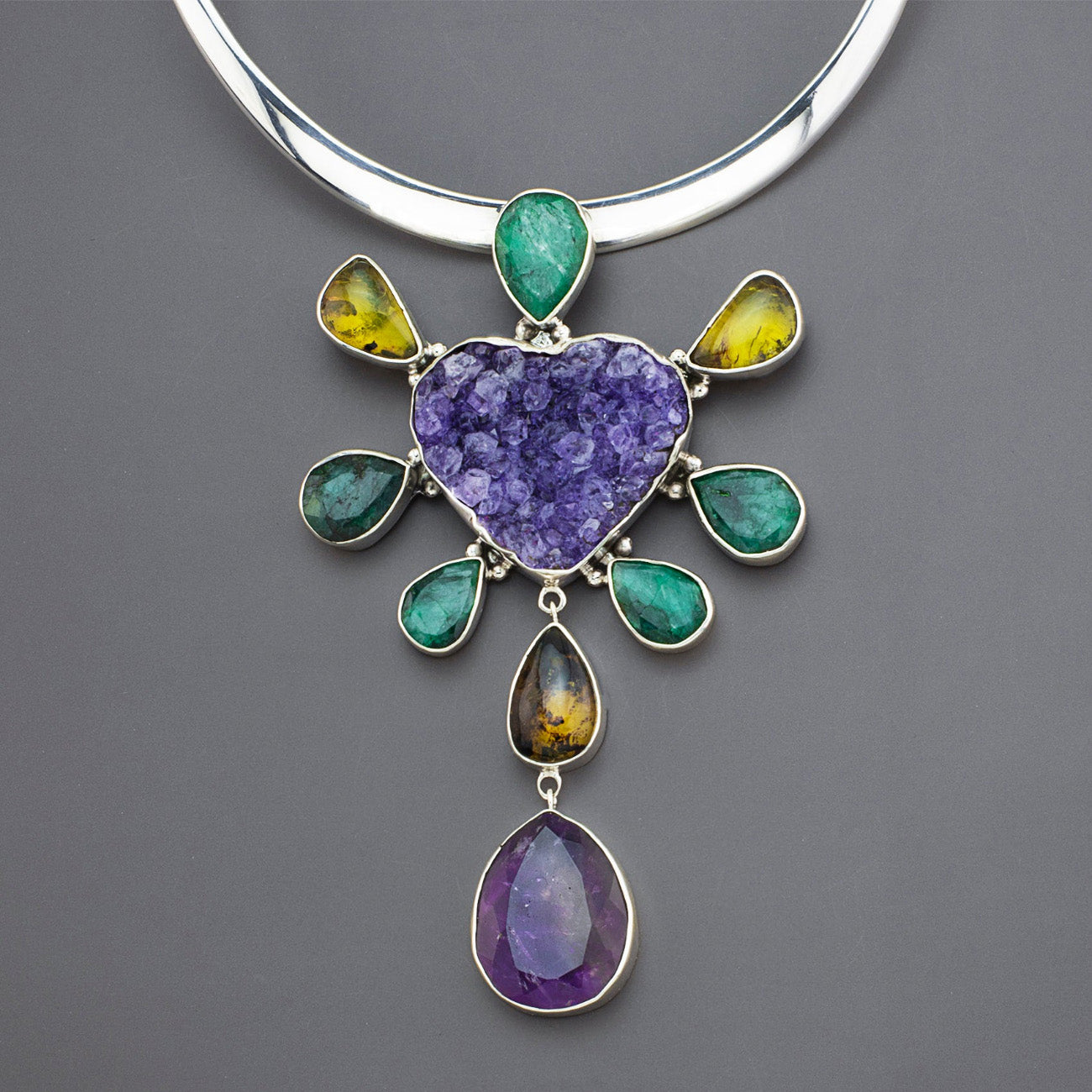 one of a kind gemstone statement pendant
