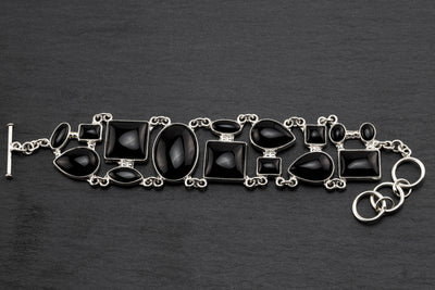 Large Sterling Silver and Black Onyx Bracelet