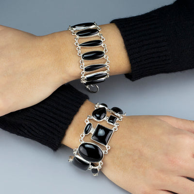 Large Sterling Silver and Black Onyx Bracelet