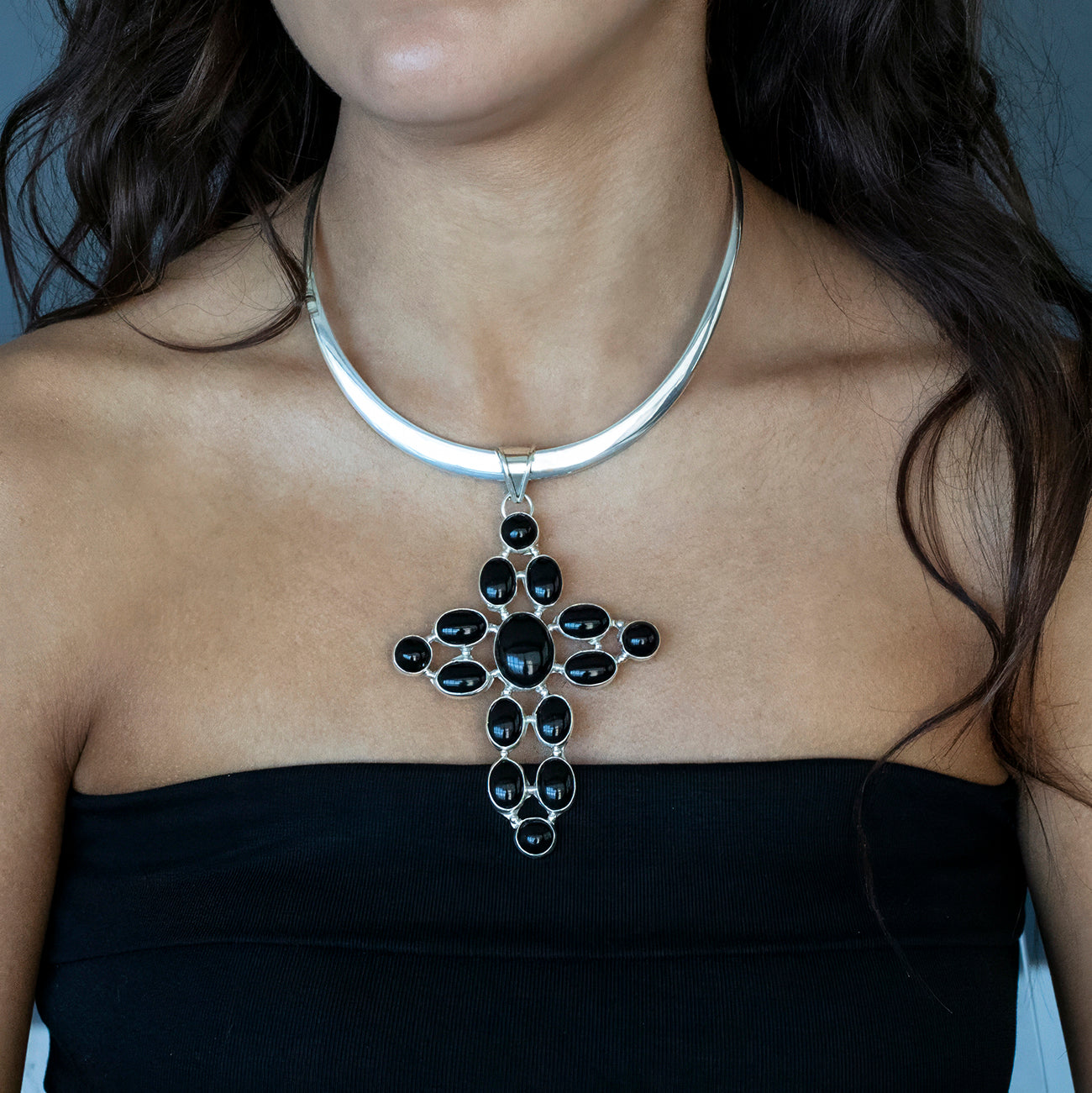 Midnight Devotion Black Onyx Cross Pendant