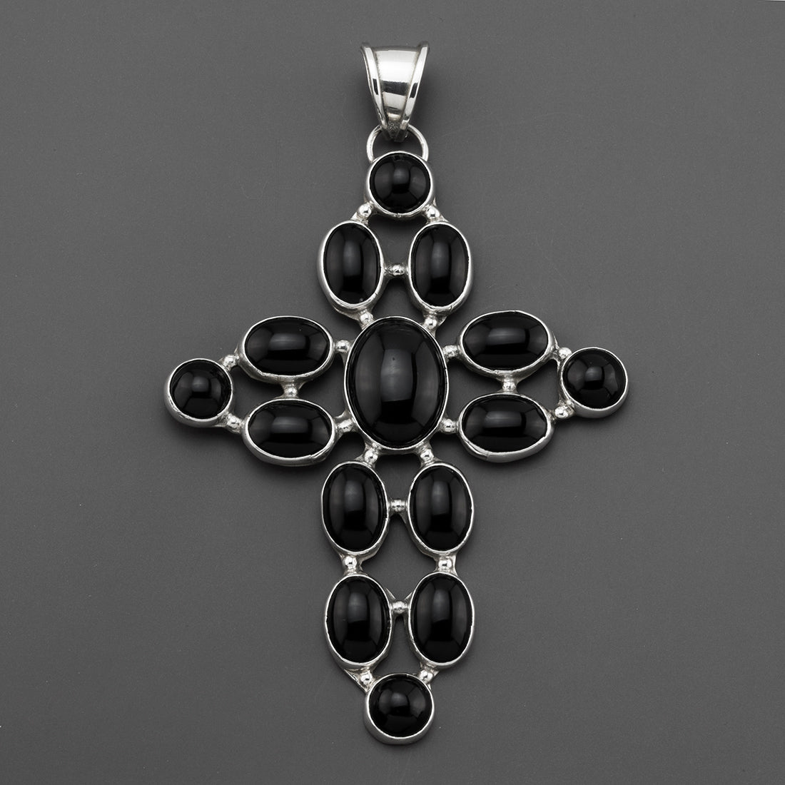 Oversized Black Onyx Cross Pendant