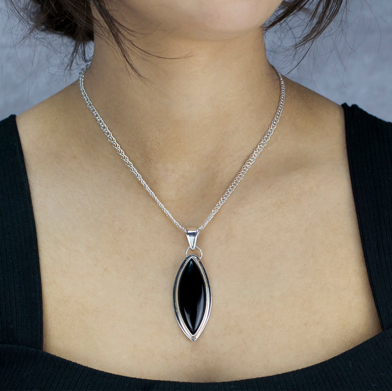nightfall marquise large black onyx pendant
