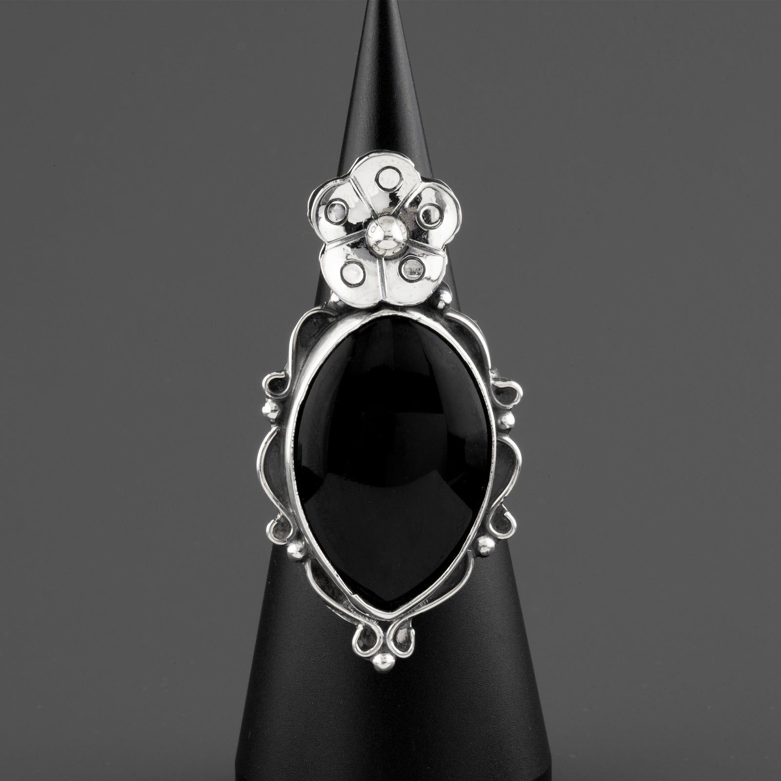 Midnight Bloom Black Onyx Ring