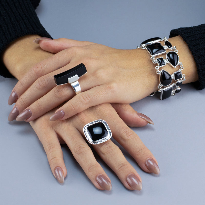 long black onyx statement ring