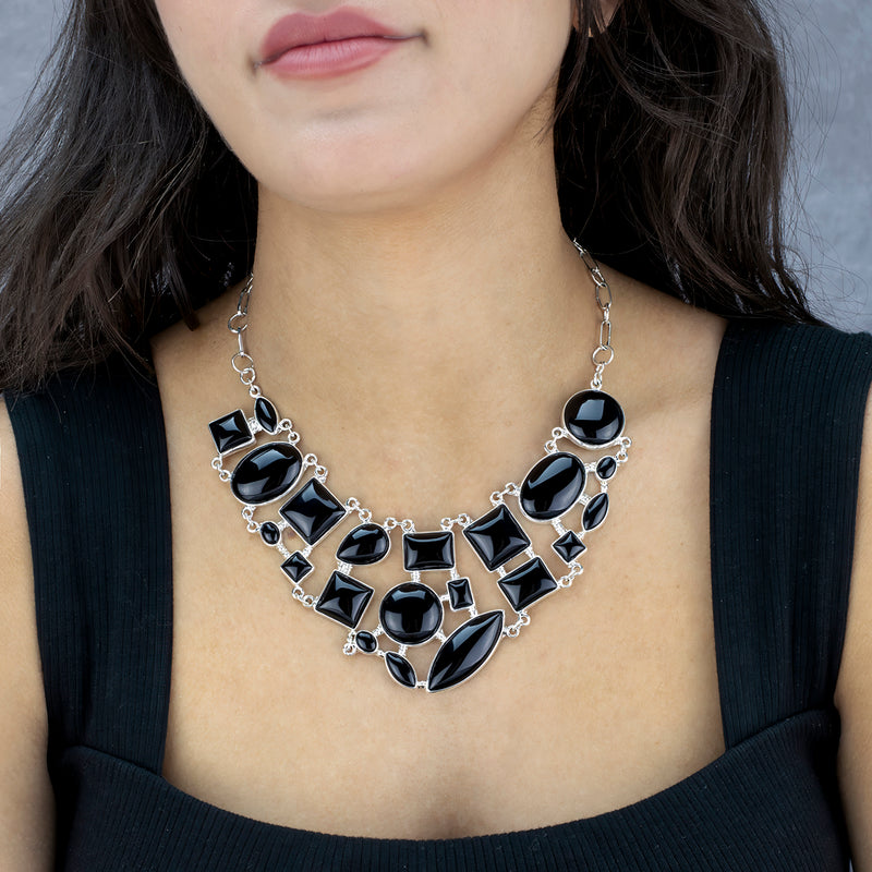 large black onyx statement necklace