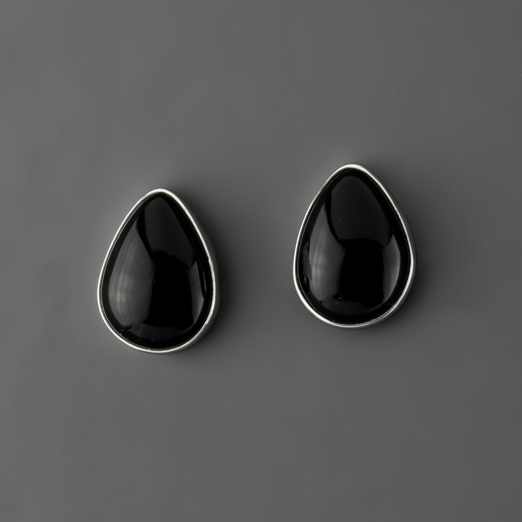 Black Onyx Teardrop Studs