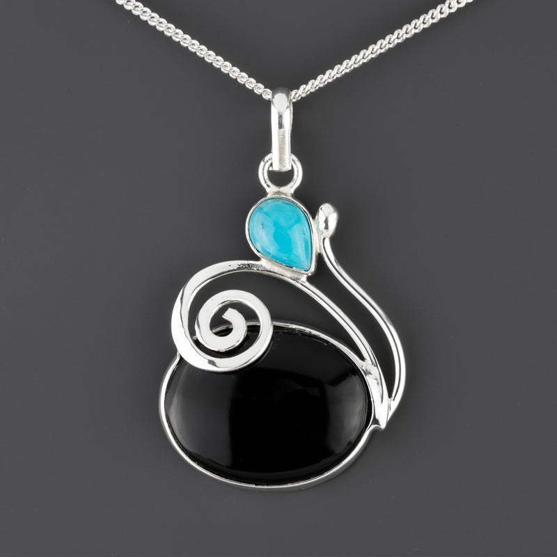 Onyx Moon Sterling Silver Pendant