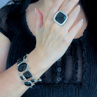 Obsidian Icon Sterling Silver Ring