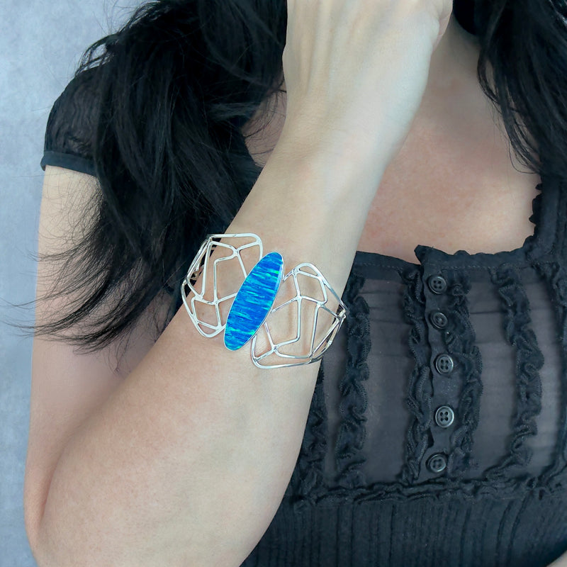 blue opal large butterfly cuff bracelet