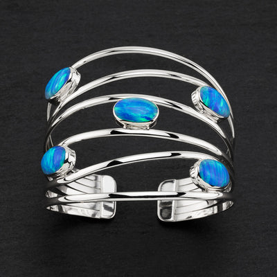 Sterling Silver and Australian Opal Cuff Bracelet